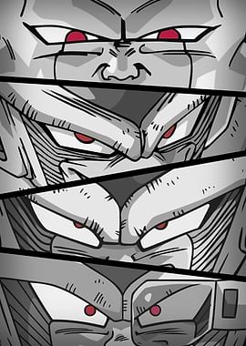 DBZ Eyes Frieza Forms BW