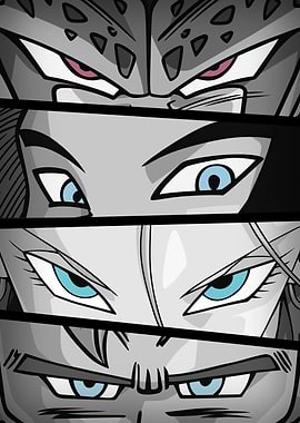 DBZ Eyes Androids BW