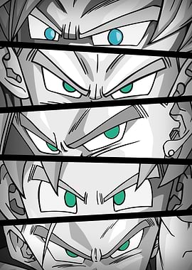 DBZ Eyes Super Saiyans BW