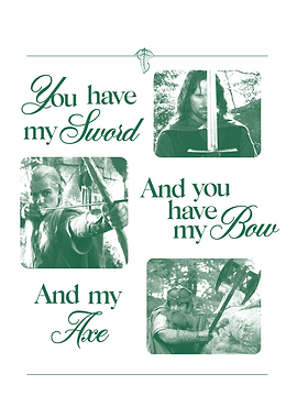 Lord of the Rings Collage: Sword, Bow, and Axe